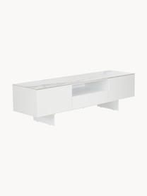 Meuble TV avec plateau aspect marbre Fiona, Blanc, larg. 160 x haut. 46 cm