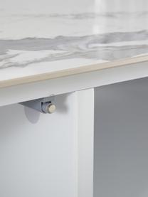 Mueble de TV Fione, con tablero en efecto mármol, Estructura: tablero de fibras de dens, Patas: metal con pintura en polv, Estante: cerámica, Blanco, An 160 x Al 46 cm