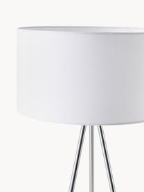 Lampadaire trépied scandi Cella, Blanc, gris chrome, haut. 147 cm