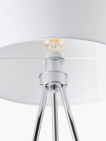 Tripod Stehlampe Cella mit Stoffschirm, Lampenschirm: Baumwollgemisch, Lampenfuß: Metall, pulverbeschichtet, Weiß, Chromfarben, H 147 cm