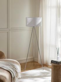 Lampadaire trépied scandi Cella, Blanc, gris chrome, haut. 147 cm