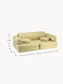 Modulares Kinder-Spielsofa Sugar aus Teddy, handgefertigt, Teddy Hellgrün, B 132 x T 79 cm