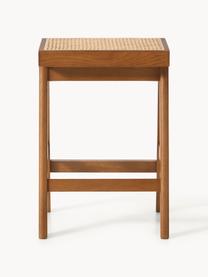 Tabouret de bar en cannage Sissi, Chêne foncé, cannage beige clair, larg. 46 x haut. 65 cm