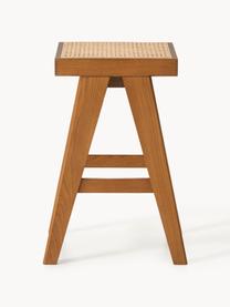 Tabouret de bar en cannage Sissi, Chêne foncé, cannage beige clair, larg. 46 x haut. 65 cm