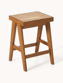 Tabouret de bar en cannage Sissi, Chêne foncé, cannage beige clair, larg. 46 x haut. 65 cm