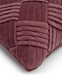 Samt-Kissenhülle Sina mit Strukturmuster, Samt (100 % Baumwolle), Weinrot, B 45 x L 45 cm