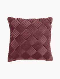 Samt-Kissenhülle Sina mit Strukturmuster, Samt (100 % Baumwolle), Weinrot, B 45 x L 45 cm