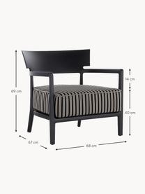 Sillón para exterior Cara, Tapizado: tejido Alta resistencia a, Estructura: policarbonato pintado, Tejido greige, negro, An 68 x F 67 cm