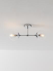 Plafondlamp Silvan, Lamp: vermessingd metaal, Transparant, chroomkleurig, D 21 x H 50 cm