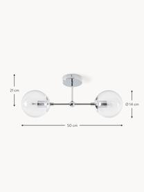 Grosse Wandleuchte Beth aus Glas, Gestell: Metall, verchromt, Transparent, Chromfarben, T 21 x H 50 cm