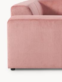 Grand canapé d'angle 4 places en velours côtelé Melva, Velours côtelé rose, larg. 339 x prof. 220 cm, dossier à droite