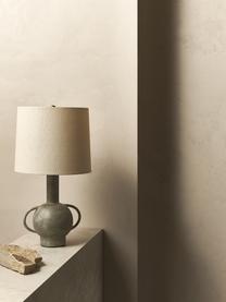 Grande lampe à poser en terracotta et lin Ranya, Beige clair, gris, Ø 31 x haut. 59 cm