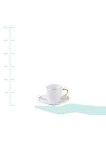 Tazas con platitos Lux, 3 uds., Porcelana, Blanco, dorado, Ø 12 x Al 6 cm