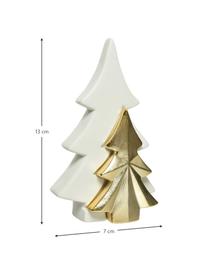 Deko-Baum Golden Tree H 22 cm, Porzellan, Weiß, Goldfarben, B 13 x H 22 cm