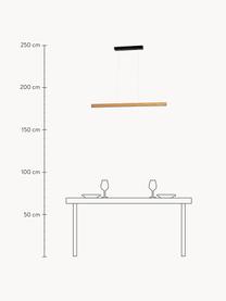 Lampada a sospensione a LED in legno di pino Forestier, Paralume: legno di pino, certificat, Baldacchino: metallo rivestito, Legno di pino, nero, Larg. 90 x Alt. 7 cm