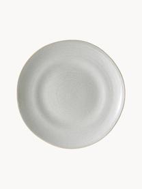 Platos postre artesanales Manor, 4 uds., Gres, Gris claro con borde beige, Ø 24 x Al 3 cm