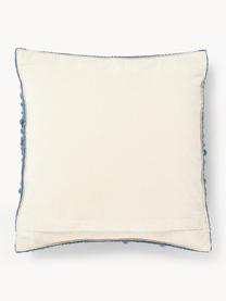 Housse de coussin en laine Loca, Bleu, blanc crème, larg. 50 x long. 50 cm