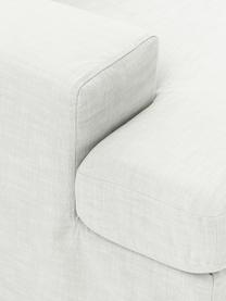 Sofa modułowa z pufem Russell (4-osobowa), Tapicerka: 100% bawełna Dzięki tkani, Stelaż: lite drewno sosnowe, skle, Nogi: tworzywo sztuczne Ten pro, Tkanina w odcieniu złamanej bieli, S 309 x G 206 cm