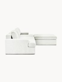 Canapé modulable 4 places avec pouf et revêtement amovible Russell, Tissu blanc cassé, larg. 309 x prof. 206 cm