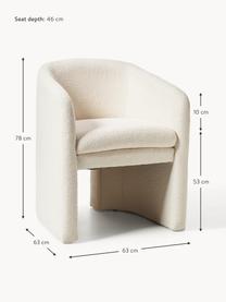 Fauteuil en bouclette Mairo, Bouclette beige clair, larg. 63 x prof. 63 cm