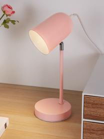 Kleine bureaulamp True Pearl in roze, Lampenkap: gecoat metaal, Lampvoet: gecoat metaal, Roze, 12 x 34 cm