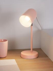 Kleine bureaulamp True Pearl in roze, Lampenkap: gecoat metaal, Lampvoet: gecoat metaal, Roze, 12 x 34 cm