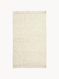 Tapis moelleux à poils longs à franges, tufté main Bayu, 84 % laine, 16 % coton

Les tapis en laine peuvent perdre des fibres lors des premières semaines et des peluches peuvent se former, ce phénomène est naturel et diminue à mesure de votre usage et du temps, Blanc crème, larg. 80 x long. 150 cm (taille XS)