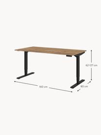 Höhenverstellbarer Schreibtisch Y-Line, in verschiedenen Größen, Gestell: Metall, pulverbeschichtet, Tischplatte: Spanplatte, melaminharzbe, Dunkle Holzoptik, Schwarz, B 160 x T 80 cm