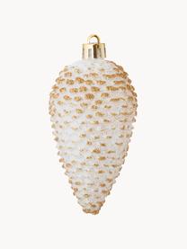 Nerozbitná vianočná šiška Min, 6 ks, Plast, Biela, odtiene zlatej, Š 5 x V 8 cm
