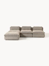 Narożna sofa modułowa XL z pufem Felix, Tapicerka: 100% poliester Dzięki tka, Nogi: tworzywo sztuczne Ten pro, Greige tkanina, B 300 x T 250 cm