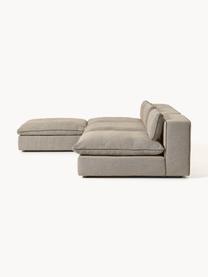 Modulares XL-Ecksofa Felix mit Hocker, Bezug: 100 % Polyester Der strap, Gestell: Massives Kiefern- und Fic, Füße: Kunststoff Dieses Produkt, Webstoff Greige, B 300 x T 250 cm