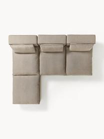 Modulares XL-Ecksofa Felix mit Hocker, Bezug: 100 % Polyester Der strap, Gestell: Massives Kiefern- und Fic, Füße: Kunststoff Dieses Produkt, Webstoff Greige, B 300 x T 250 cm