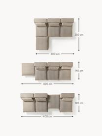 Narożna sofa modułowa XL z pufem Felix, Tapicerka: 100% poliester Dzięki tka, Nogi: tworzywo sztuczne Ten pro, Greige tkanina, B 300 x T 250 cm