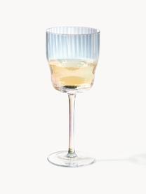 Bicchieri da vino in vetro soffiato scanalato e lucentezza perlacea Juno 4 pz, Vetro sodico-calcico, Trasparente, Ø 9 x Alt. 21 cm, 400 ml