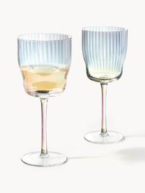 Copas de vino sopladas artesanalmente con relieve Juno, 4 uds., Vidrio, Transparente, Ø 9 x Al 21 cm, 400 ml