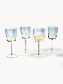 Copas de vino sopladas artesanalmente con relieve Juno, 4 uds., Vidrio, Transparente, Ø 9 x Al 21 cm, 400 ml