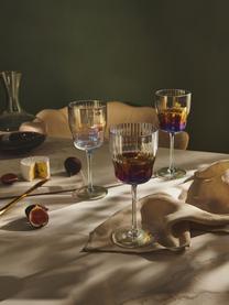Mundgeblasene Weingläser Juno mit Rillenrelief und Perlmuttglanz, 4 Stück, Glas, Transparent, Ø 9 x H 21 cm, 400 ml