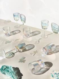 Mondgeblazen wijnglazen Juno met groefreliëf en paarlemoer glans, 4 stuks, Glas, Transparant, Ø 9 x H 21 cm, 400 ml