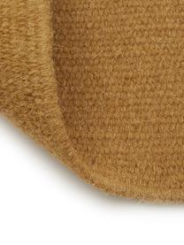 Handgeweven Kelim vloerkleed Rainbow van wol in mosterdgeel met franjes, Franjes: 100% katoen Bij wollen vl, Okergeel, B 200 x L 300 cm (maat L)