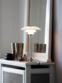 Kleine tafellamp PH 2/1, mondgeblazen, Lampenkap: opaalglas, mondgeblazen, Zilverkleurig, wit, Ø 20 x H 36 cm