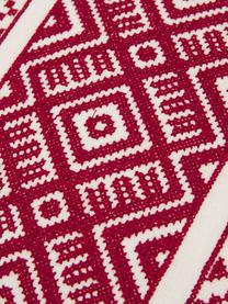 Bestickte Kissenhülle Islay mit winterlichen Motiven, 100% Baumwolle, Rot, Cremeweiß, 45 x 45 cm