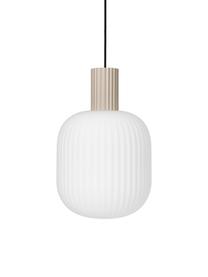 Lampa wisząca ze szkła w stylu scandi Lolly, Biały, beżowy, Ø 27 x W 42 cm