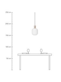 Lámpara de techo pequeña Lolly, estilo escandinavo, Pantalla: vidrio, Fijación: metal recubierto, Cable: cubierto en tela, Blanco, beige, Ø 27 x Al 42 cm