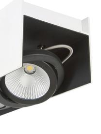 LED plafondspot Vidago in wit, Frame: gelakt staal, Lampenkap: gecoat aluminium, Wit, zwart, 47 x 11 cm