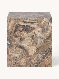Stolik pomocniczy o wyglądzie marmuru Lesley, Płyta pilśniowa średniej gęstości (MDF) pokryta folią melaminową, Odcienie brązowego o wyglądzie marmuru, błyszczący, S 45 x W 50 cm