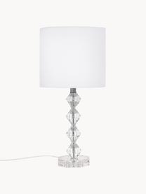 Lampada grande da tavolo in cristallo Diamond, Paralume: tessuto, Bianco, trasparente, Ø 25 x Alt. 53 cm