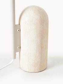 Lampada da tavolo grande con base in marmo Arum, orientabile, Paralume: alluminio verniciato a po, Struttura: ferro verniciato a polver, Piede: marmo, Bianco latte, beige chiaro marmorizzato, Larg. 34 x Alt. 50 cm