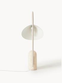 Lampada da tavolo grande con base in marmo Arum, orientabile, Paralume: alluminio verniciato a po, Struttura: ferro verniciato a polver, Piede: marmo, Bianco latte, beige chiaro marmorizzato, Larg. 34 x Alt. 50 cm