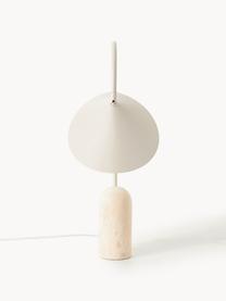 Lampada da tavolo grande con base in marmo Arum, orientabile, Paralume: alluminio verniciato a po, Struttura: ferro verniciato a polver, Piede: marmo, Bianco latte, beige chiaro marmorizzato, Larg. 34 x Alt. 50 cm