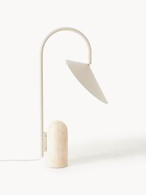 Lampada da tavolo grande con base in marmo Arum, orientabile, Paralume: alluminio verniciato a po, Struttura: ferro verniciato a polver, Piede: marmo, Bianco latte, beige chiaro marmorizzato, Larg. 34 x Alt. 50 cm